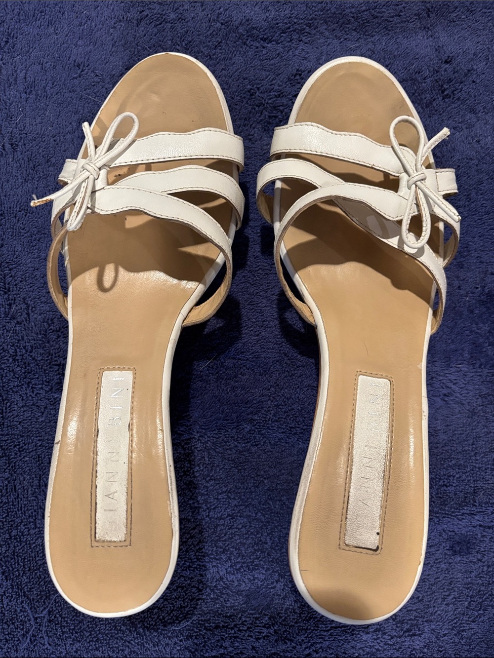 Gianni Bini White Strappy Bow Slide Sandals